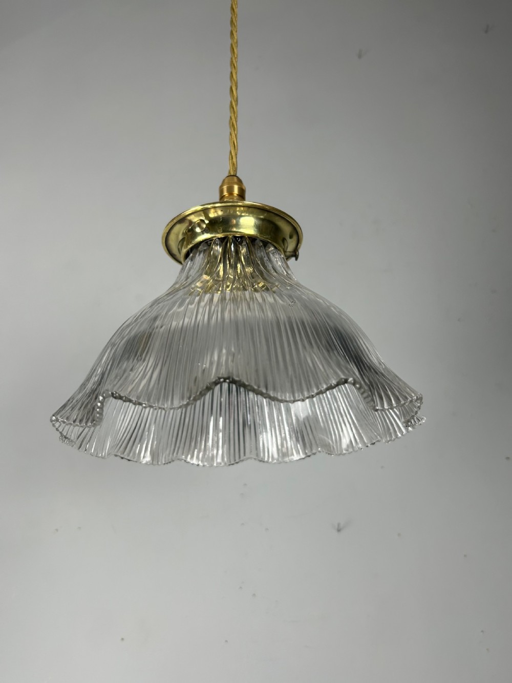 Holophane Pendant Ceiling Light With Original Shade & Gallery View V