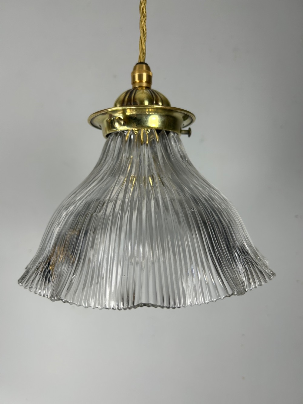 Holophane Pendant Ceiling Light With Original Shade & Gallery View VI