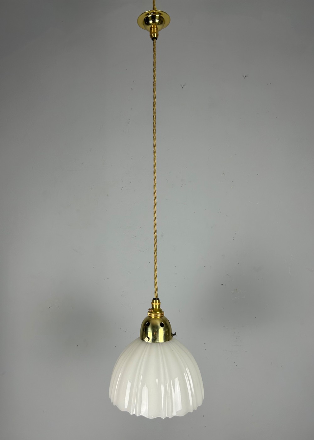 Edwardian Moonstone Glass Shade Pendant Ceiling Light View II