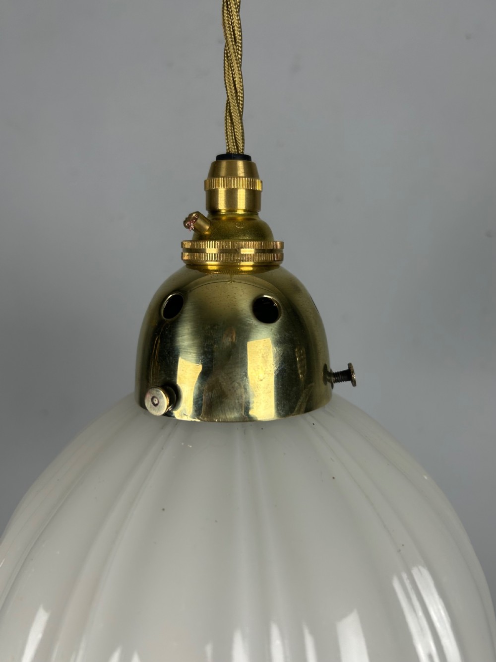 Edwardian Moonstone Glass Shade Pendant Ceiling Light View V