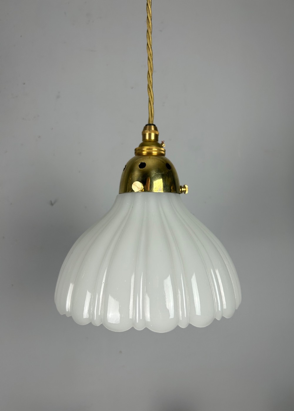 Edwardian Moonstone Glass Shade Pendant Ceiling Light