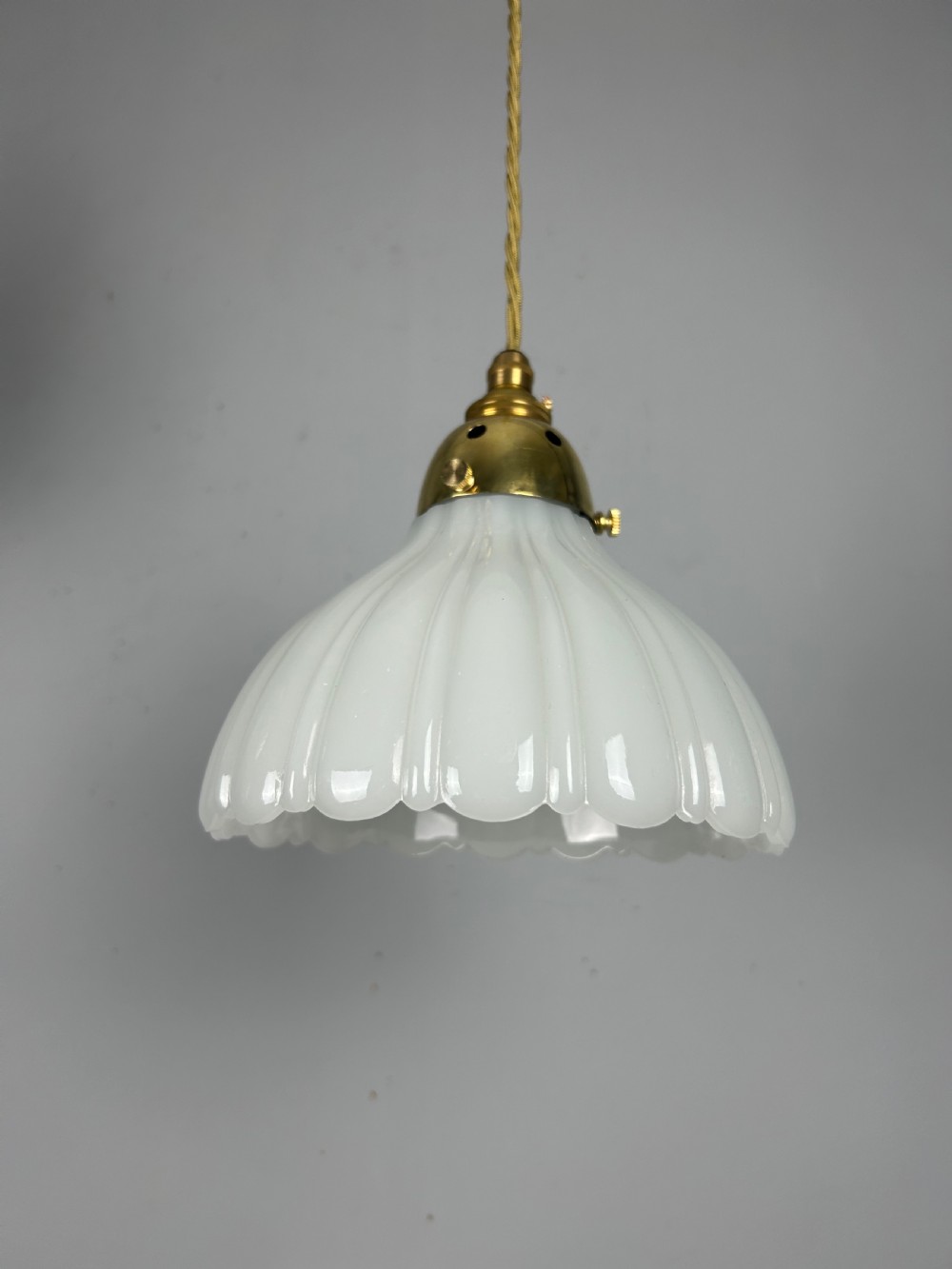 Edwardian Moonstone Glass Shade Pendant Ceiling Light View V
