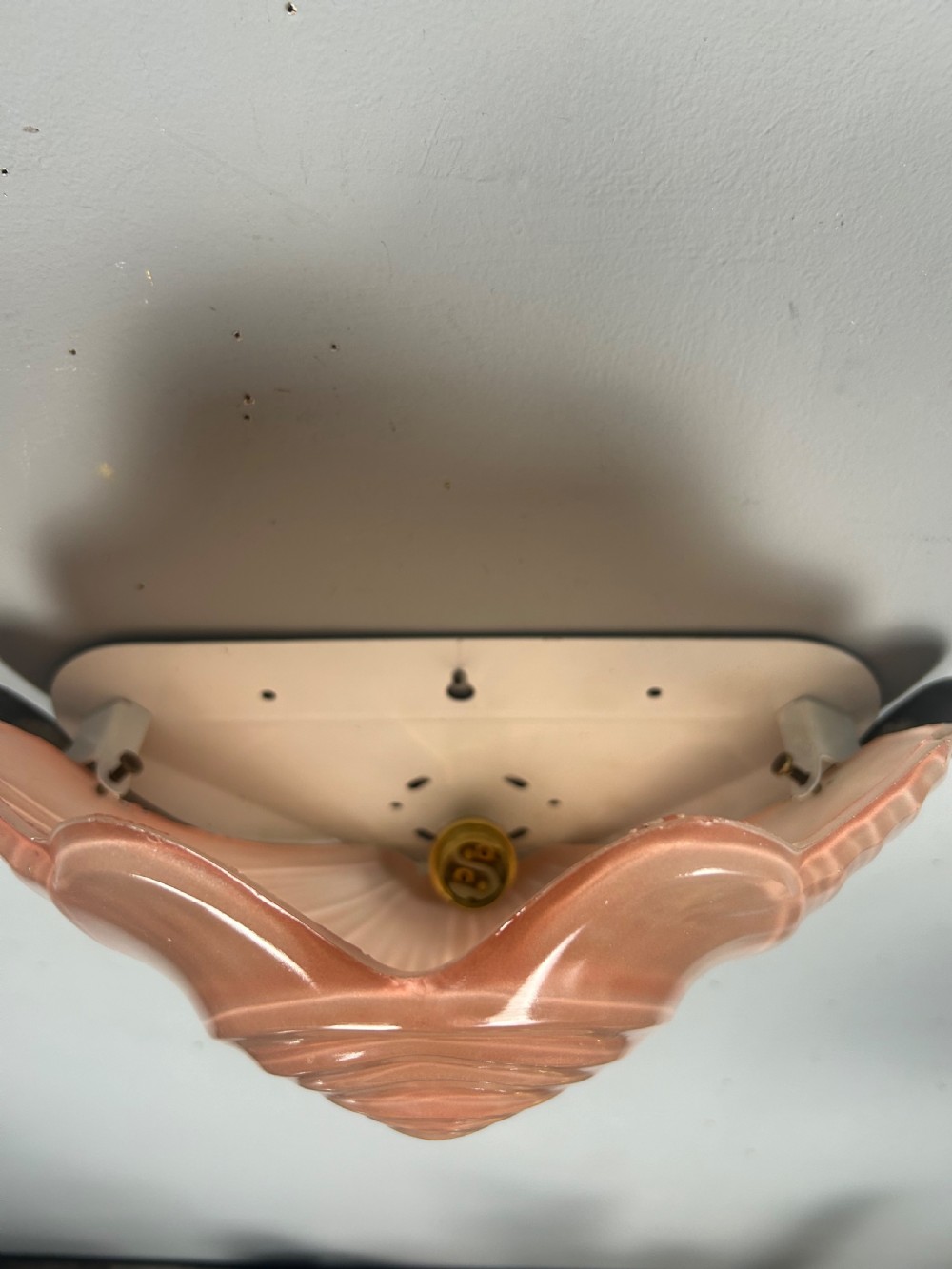 Single Peach Art Deco Clams Shell Wall Light  View II