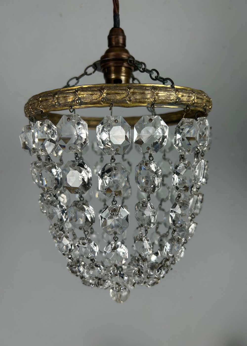 Crystal Lustre Chandelier, Ceiling Light, Rewired