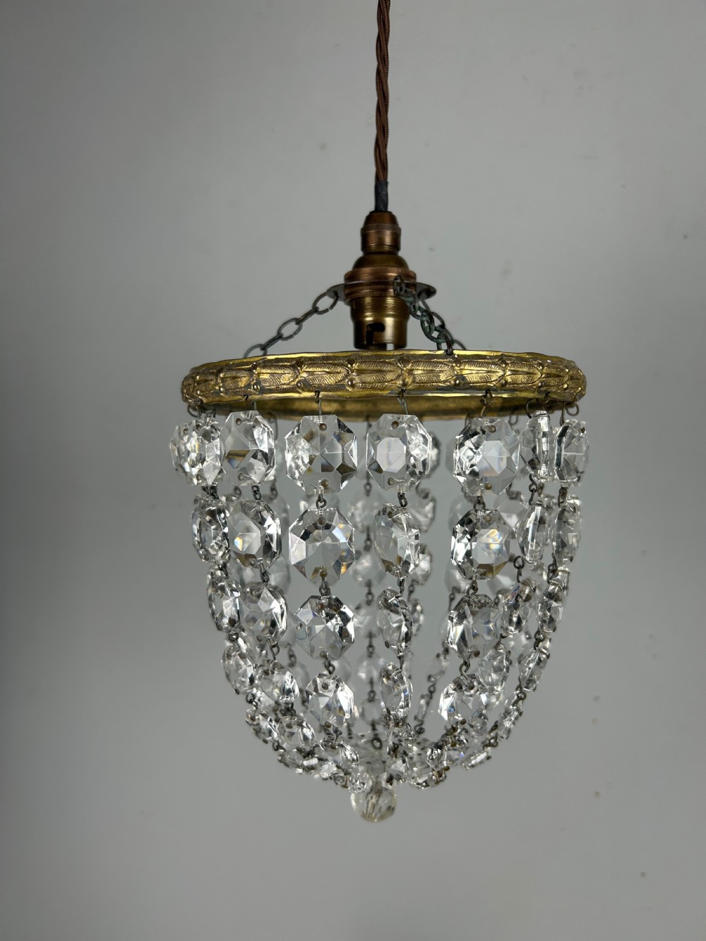 Crystal Lustre Chandelier, Ceiling Light, Rewired View II