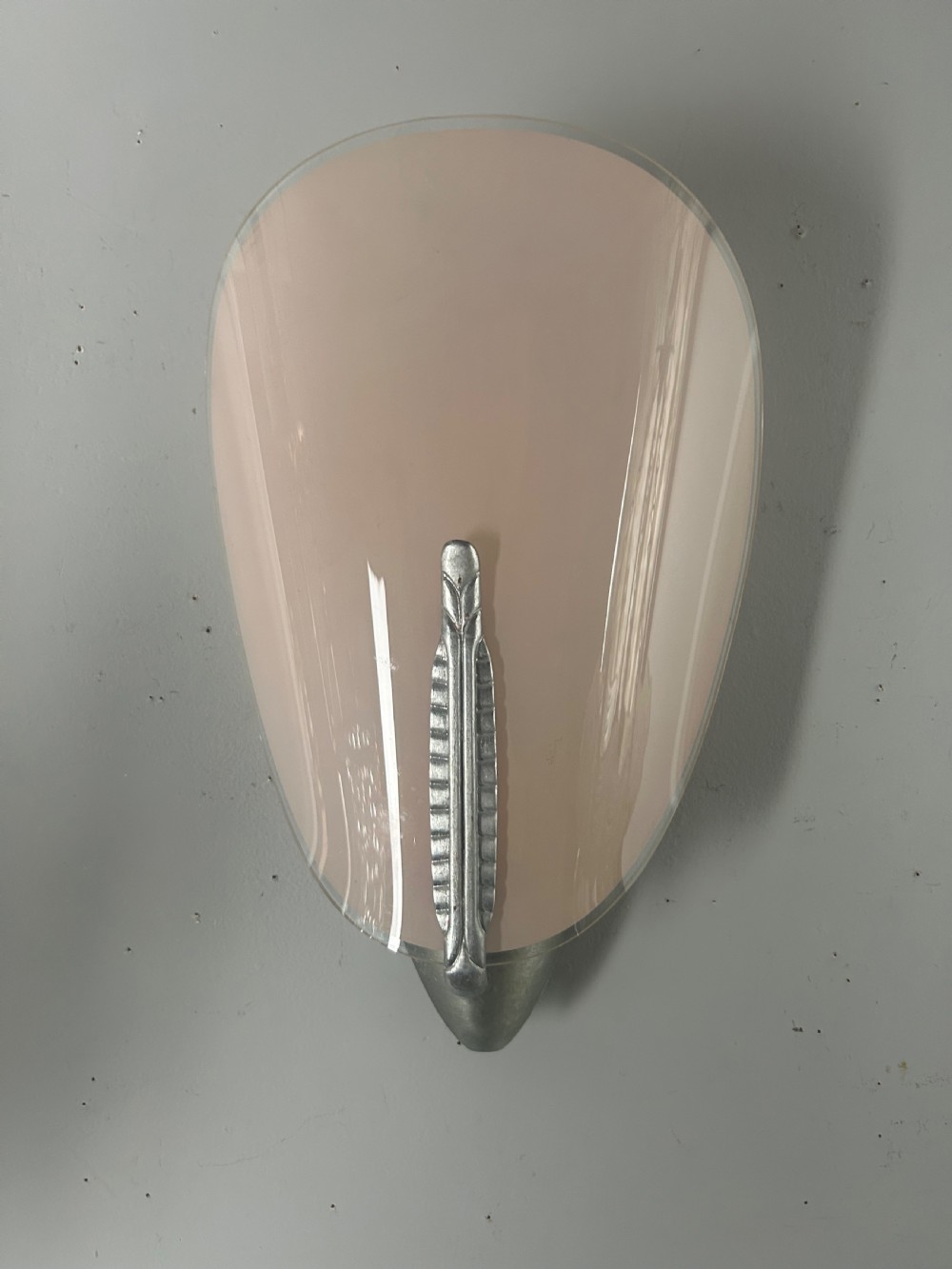 Single Art Deco Pink Glass Wall Light  View II
