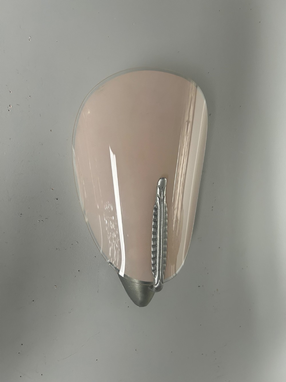 Single Art Deco Pink Glass Wall Light  View III