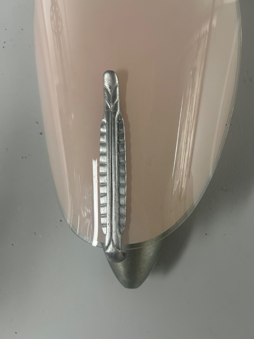 Single Art Deco Pink Glass Wall Light  View V
