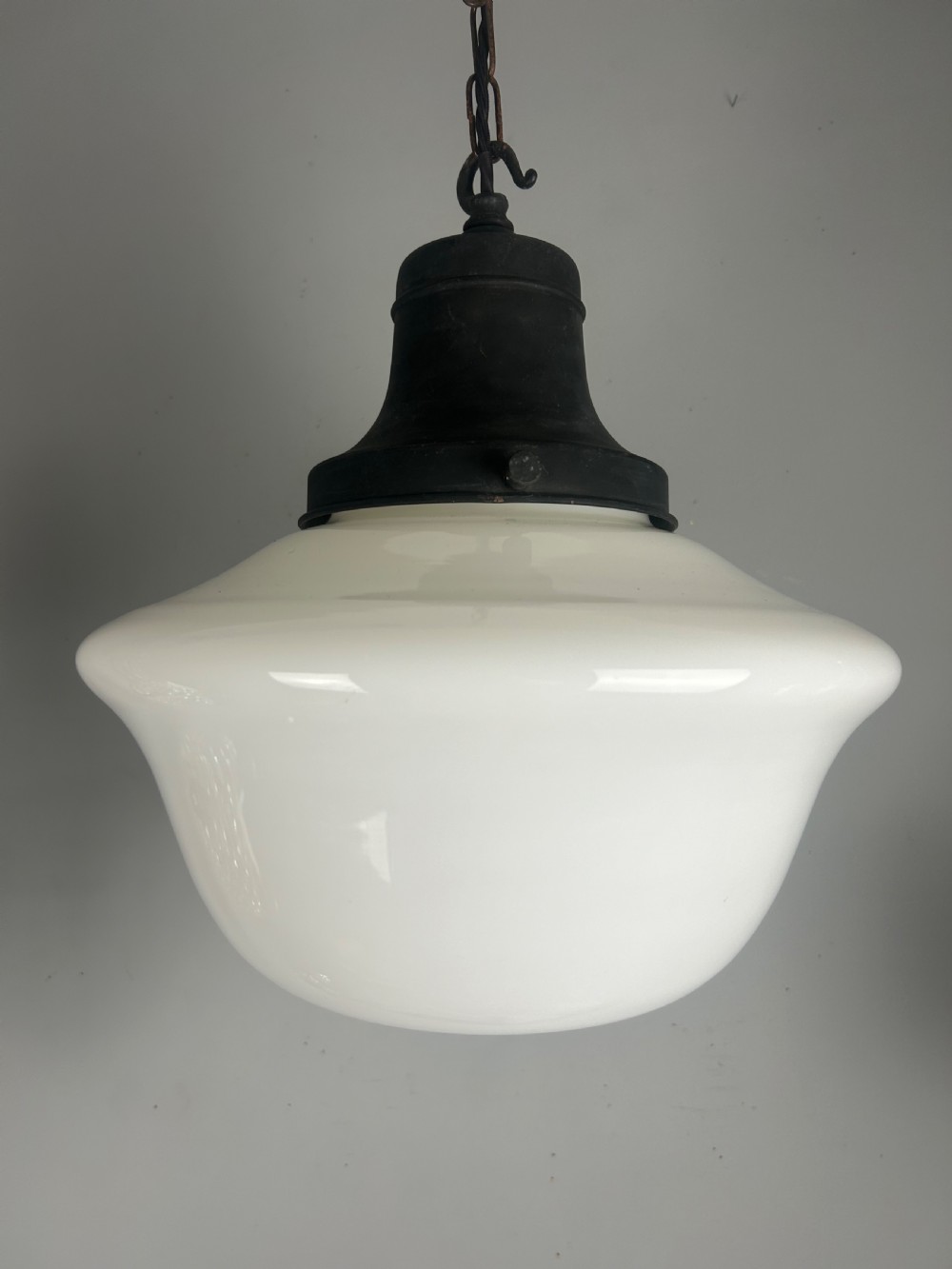 Large Milk White Opaline Glass Light Ceiling Light 1930s