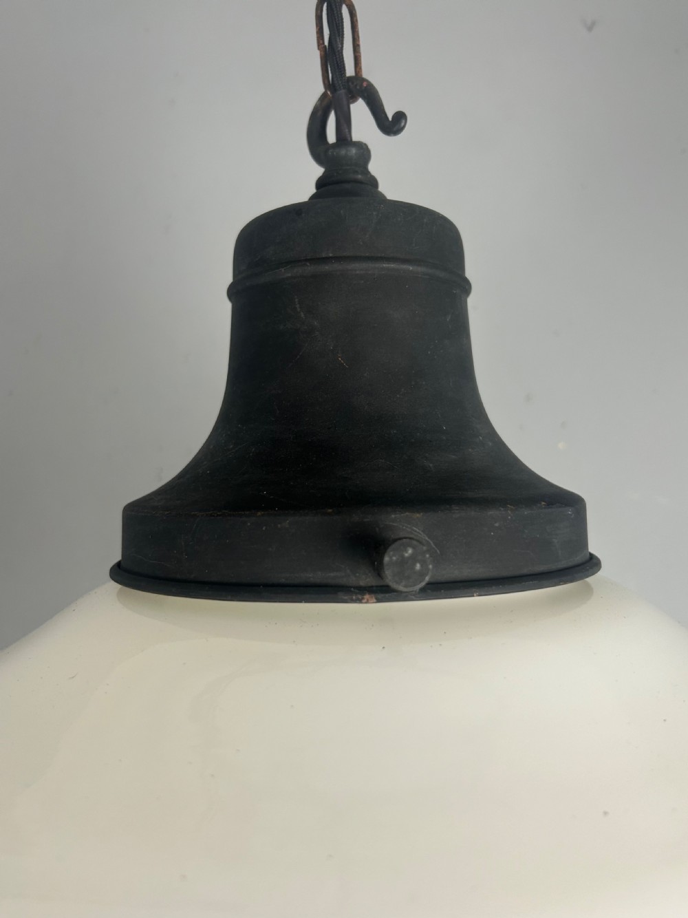 Large Milk White Opaline Glass Light Ceiling Light 1930s View IV