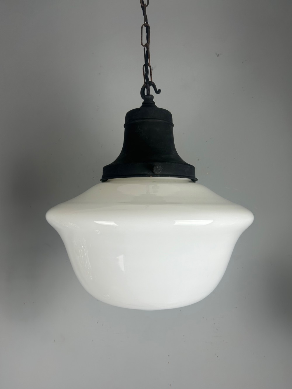 Large Milk White Opaline Glass Light Ceiling Light 1930s View V