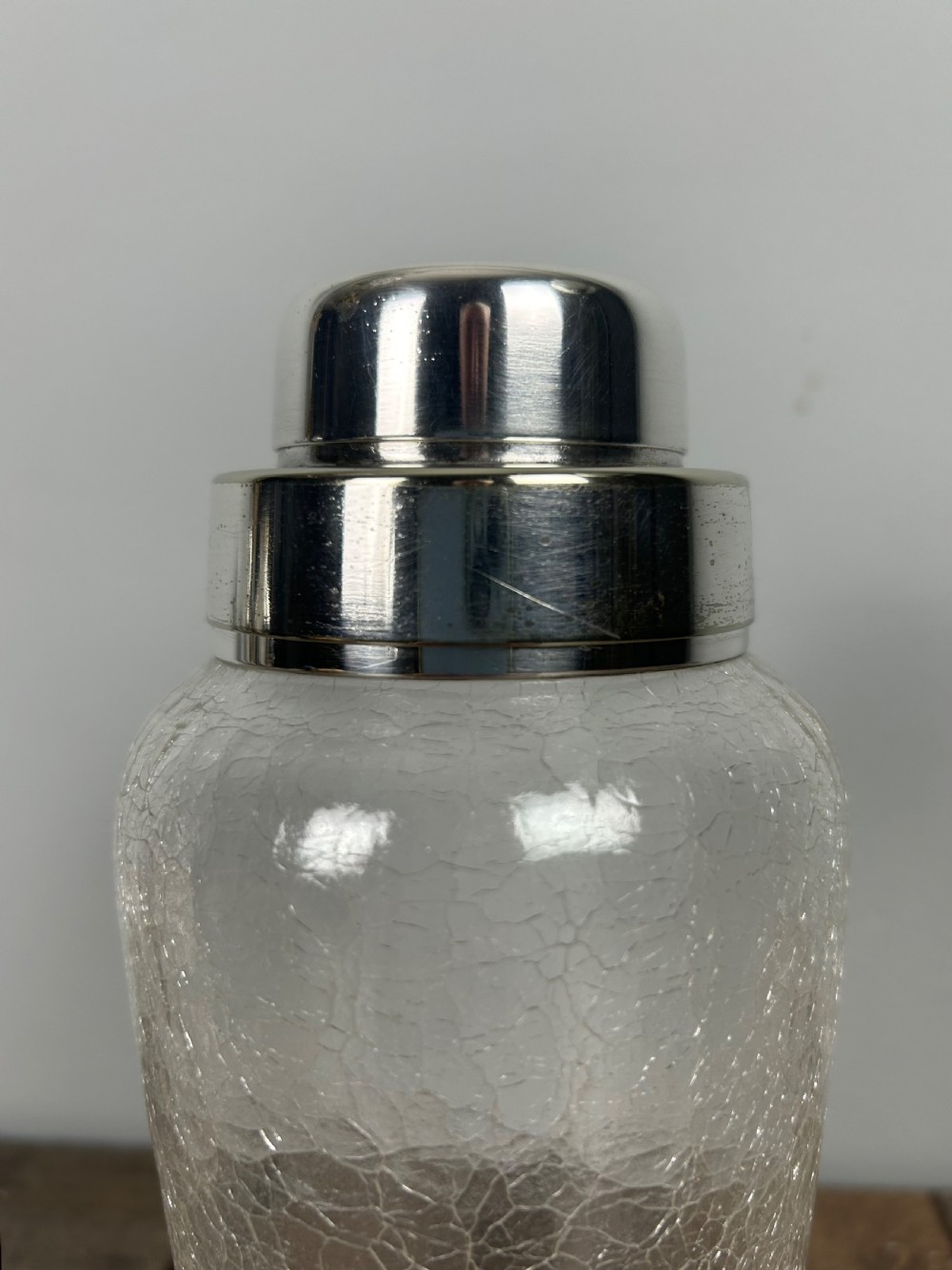 Art Deco Wmf Crackle Glass Silver Plated Cocktail Shaker View VI