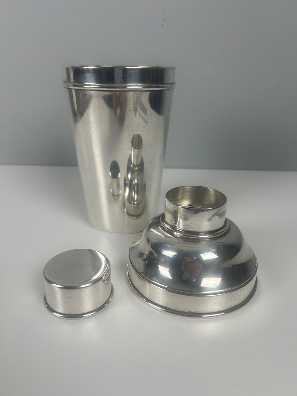 Jumbo 1 1/2 Pint Silver Plated Art Deco Cocktail Shaker By RHV & Co View V
