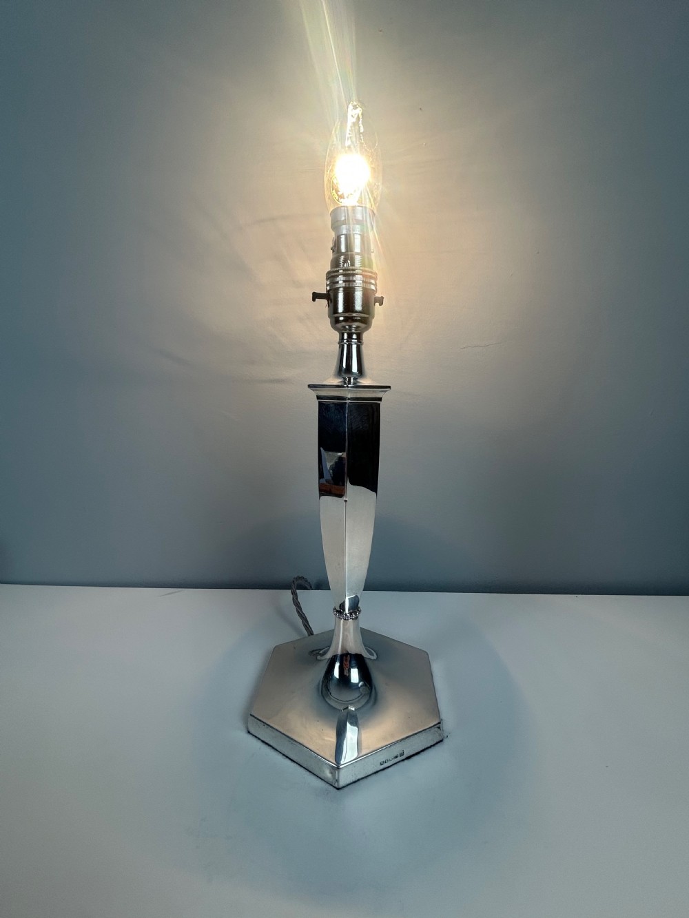 Hawksworth Eyre & Co Silver Plated Table Lamp View V