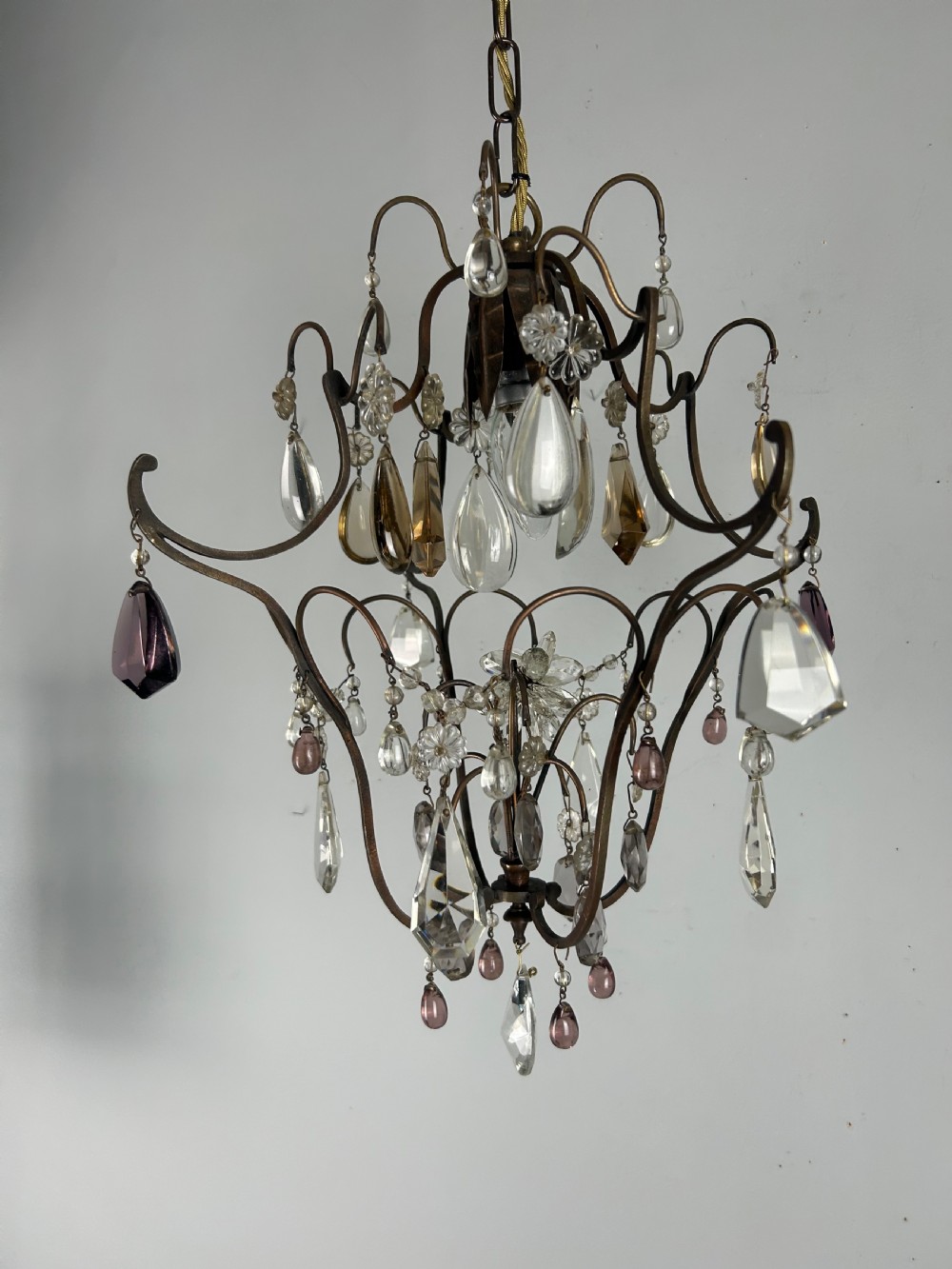 Large French Single Light Chandelier, Ceiling Light 