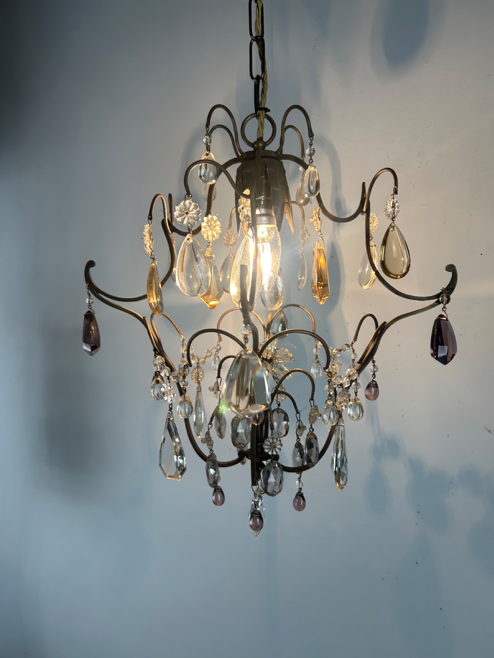 Large French Single Light Chandelier, Ceiling Light  View V