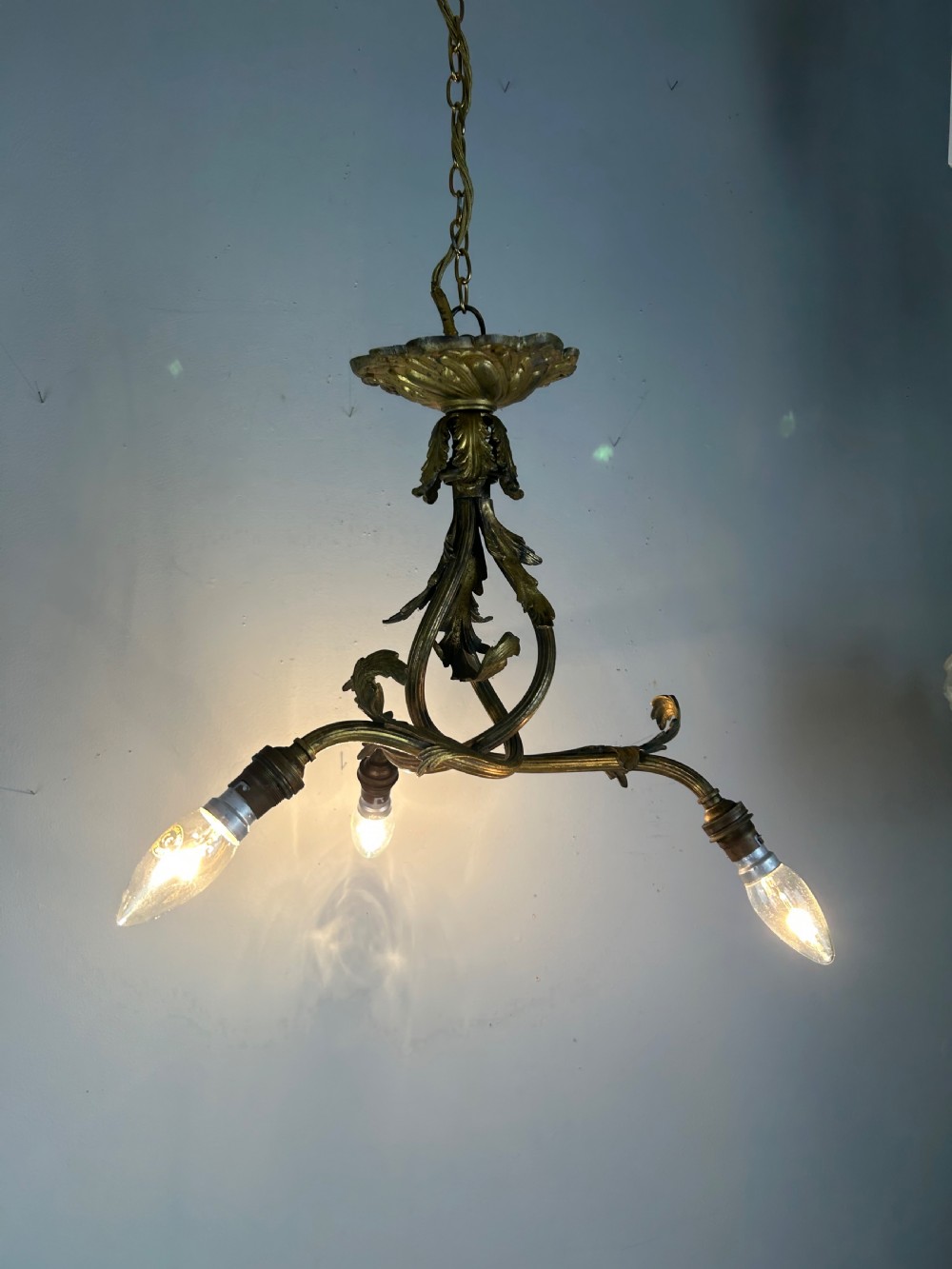 French 19th Century 3 Light Chandelier Ceiling Light View II