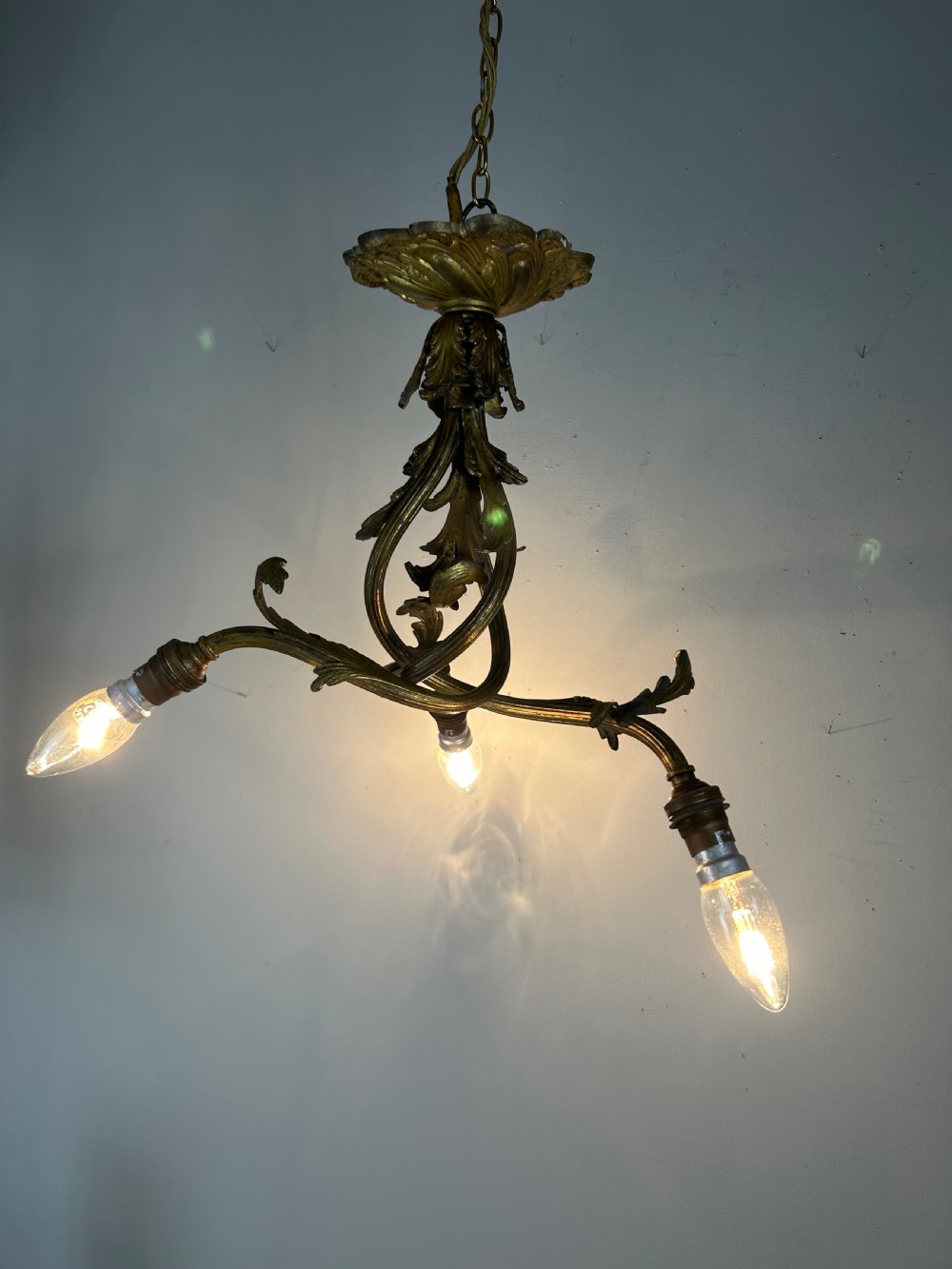 French 19th Century 3 Light Chandelier Ceiling Light View IV