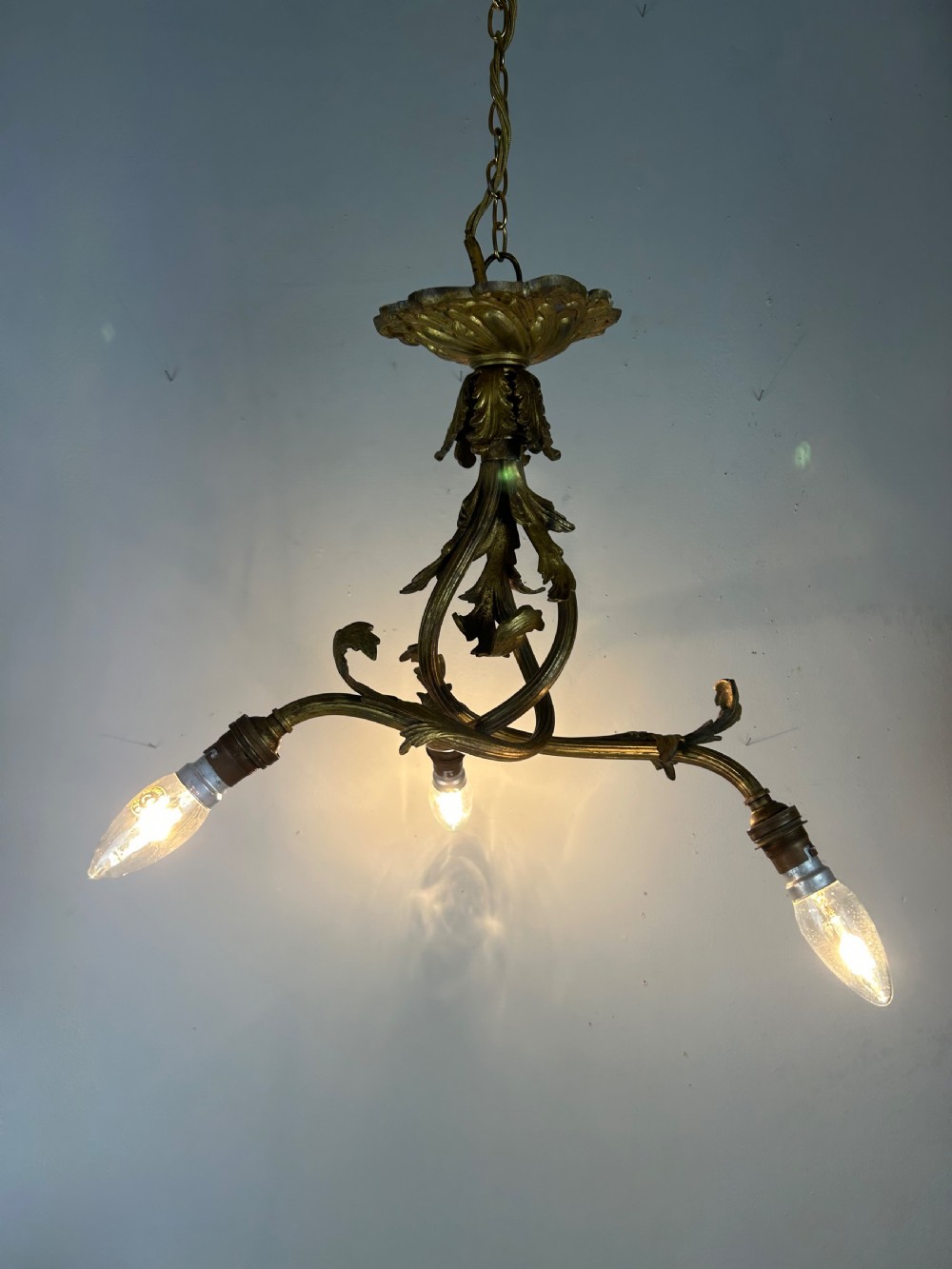 French 19th Century 3 Light Chandelier Ceiling Light View VI
