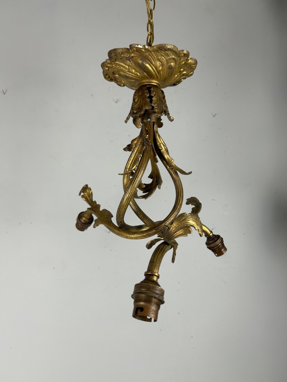 French 19th Century 3 Light Chandelier Ceiling Light View VIII