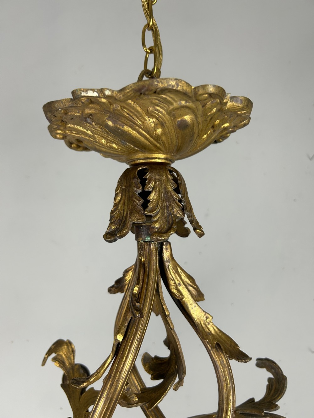 French 19th Century 3 Light Chandelier Ceiling Light View IX