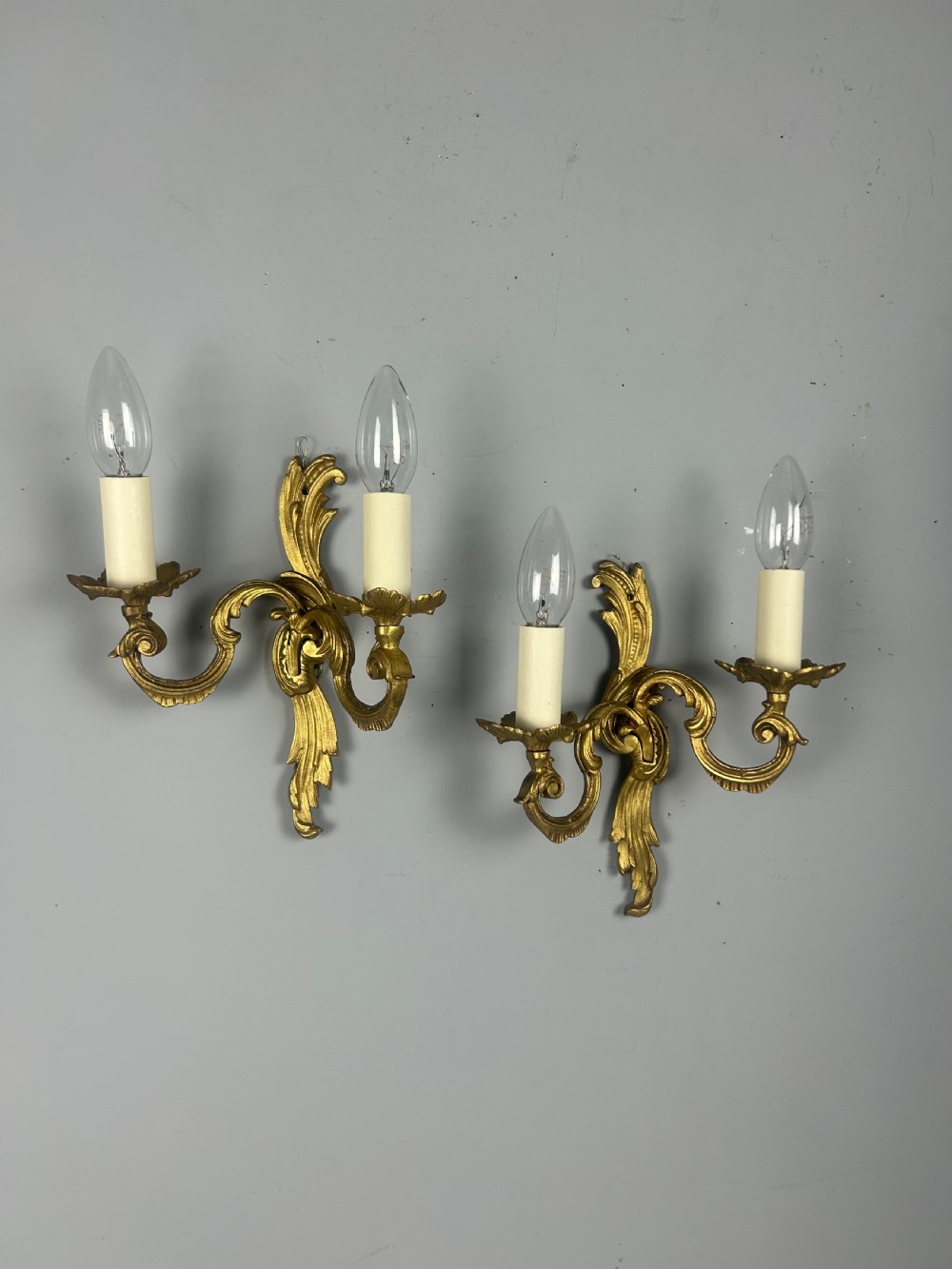 Pair Of French Gilded Twin Arm Antique Wall Lights View II
