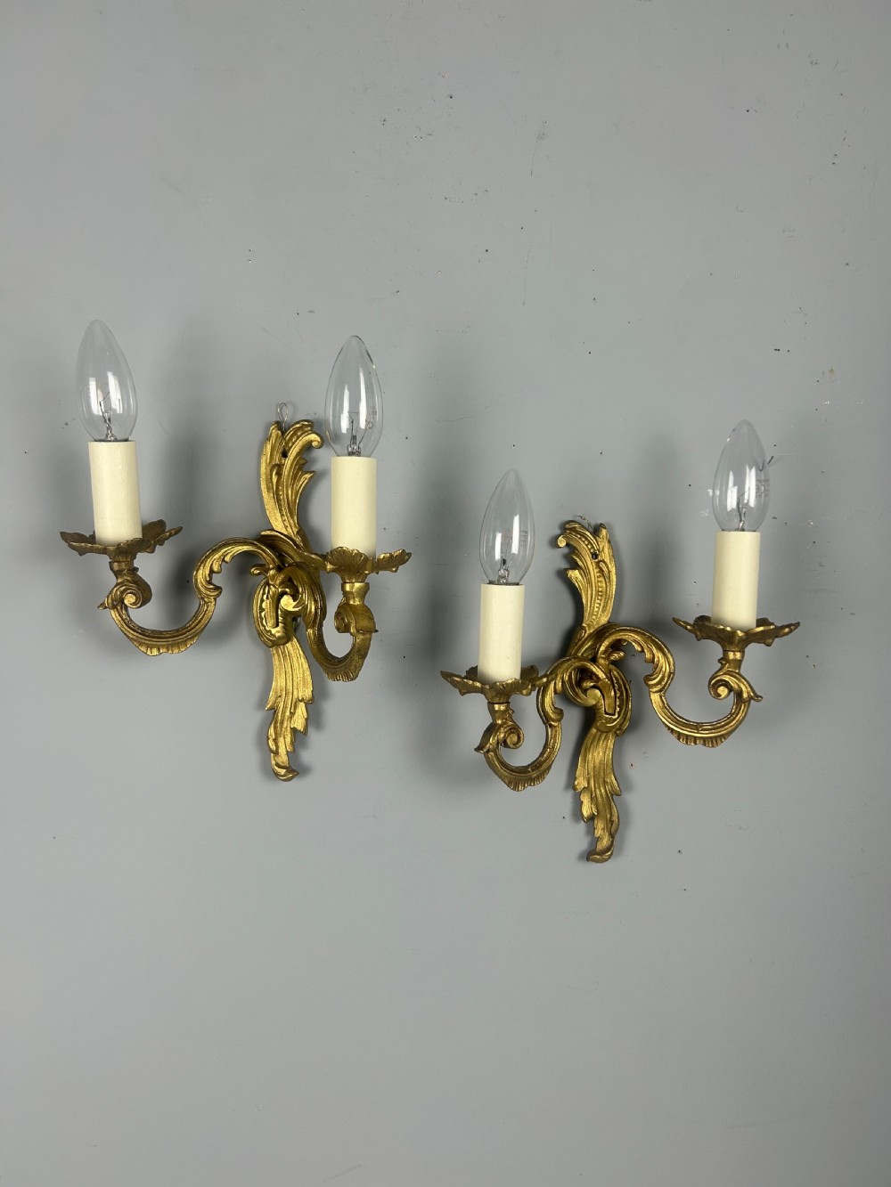 Pair Of French Gilded Twin Arm Antique Wall Lights View III