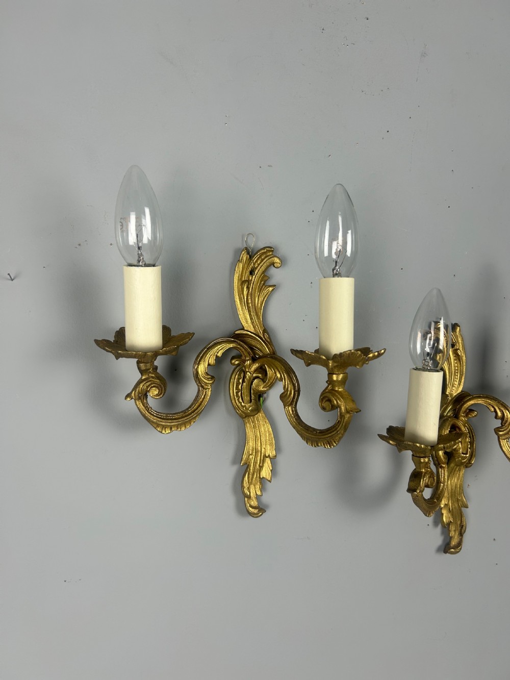 Pair Of French Gilded Twin Arm Antique Wall Lights View IV