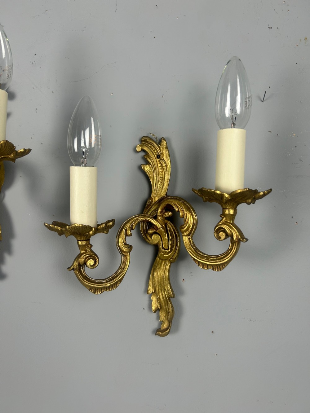 Pair Of French Gilded Twin Arm Antique Wall Lights View V