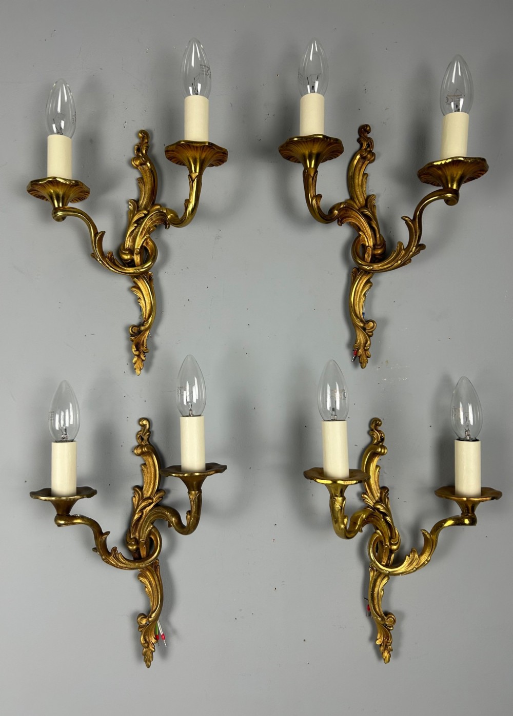 Set of 4 French Gilded Antique Wall Lights