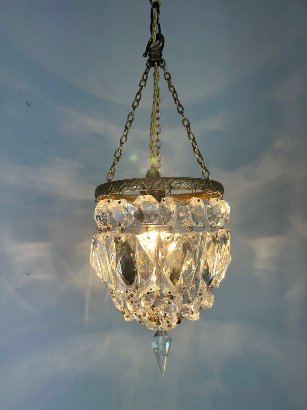 Crystal Lustre Chandelier, Ceiling Light, Rewired View II