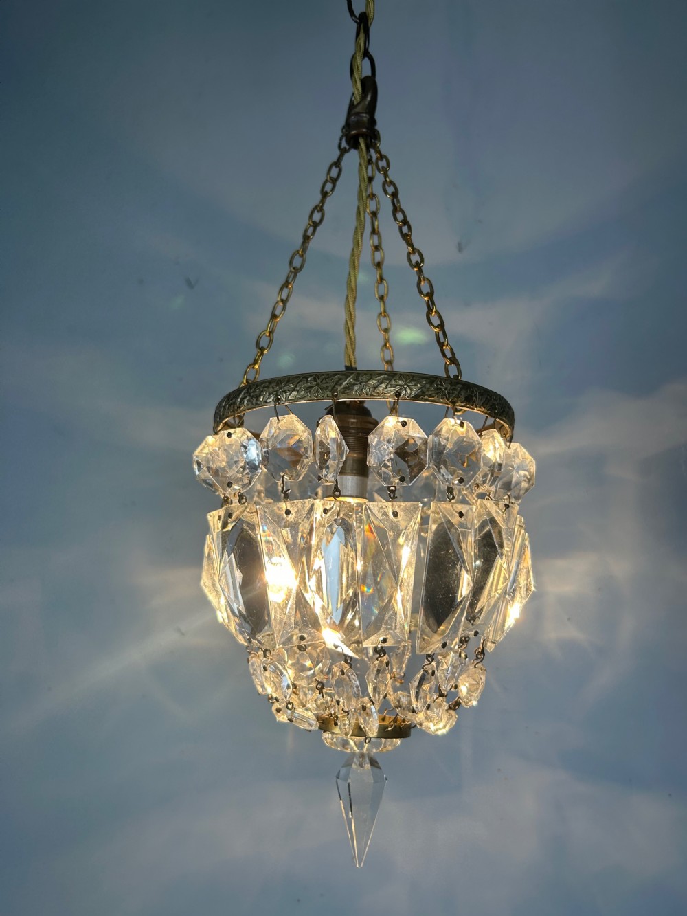 Crystal Lustre Chandelier, Ceiling Light, Rewired View III