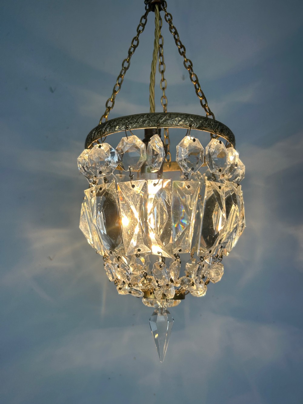 Crystal Lustre Chandelier, Ceiling Light, Rewired View IV