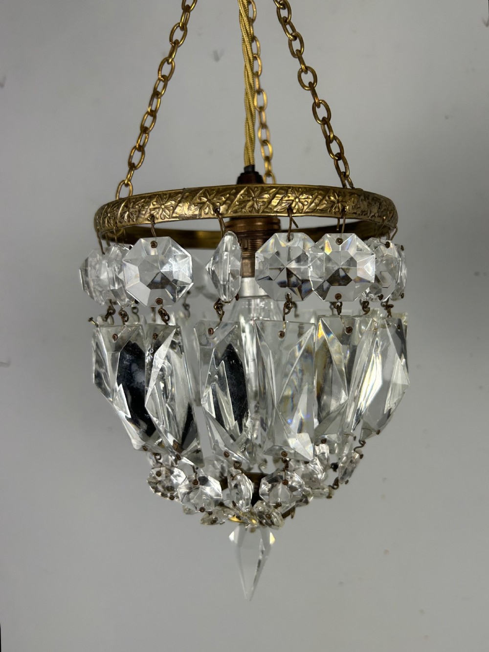 Crystal Lustre Chandelier, Ceiling Light, Rewired View VIII