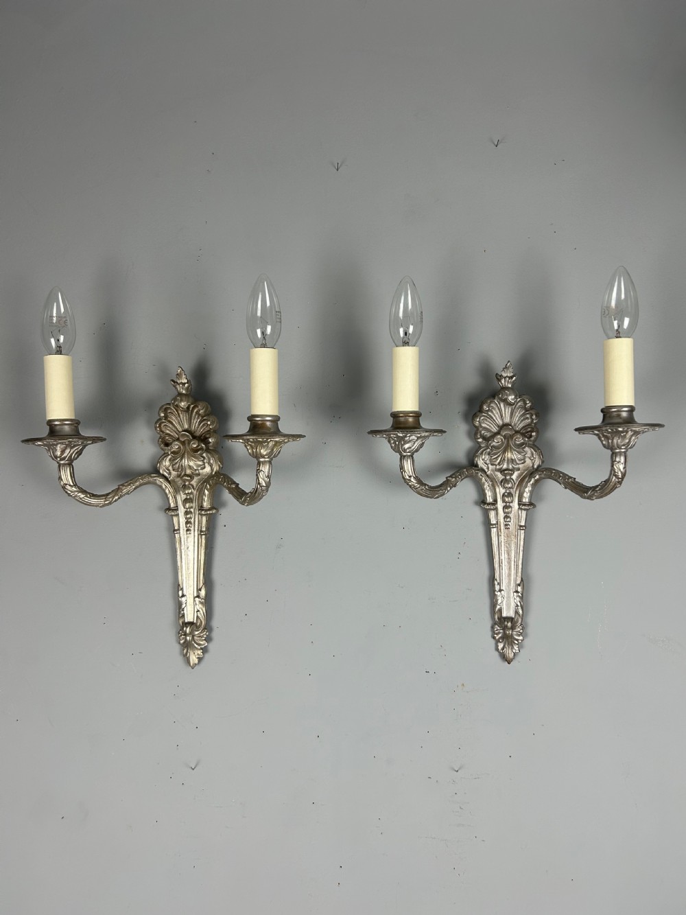 Pair Of French Silver Gilt Brass Antique Wall Lights View II