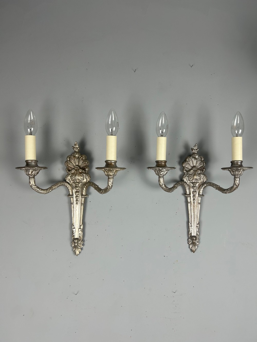 Pair Of French Silver Gilt Brass Antique Wall Lights View VI