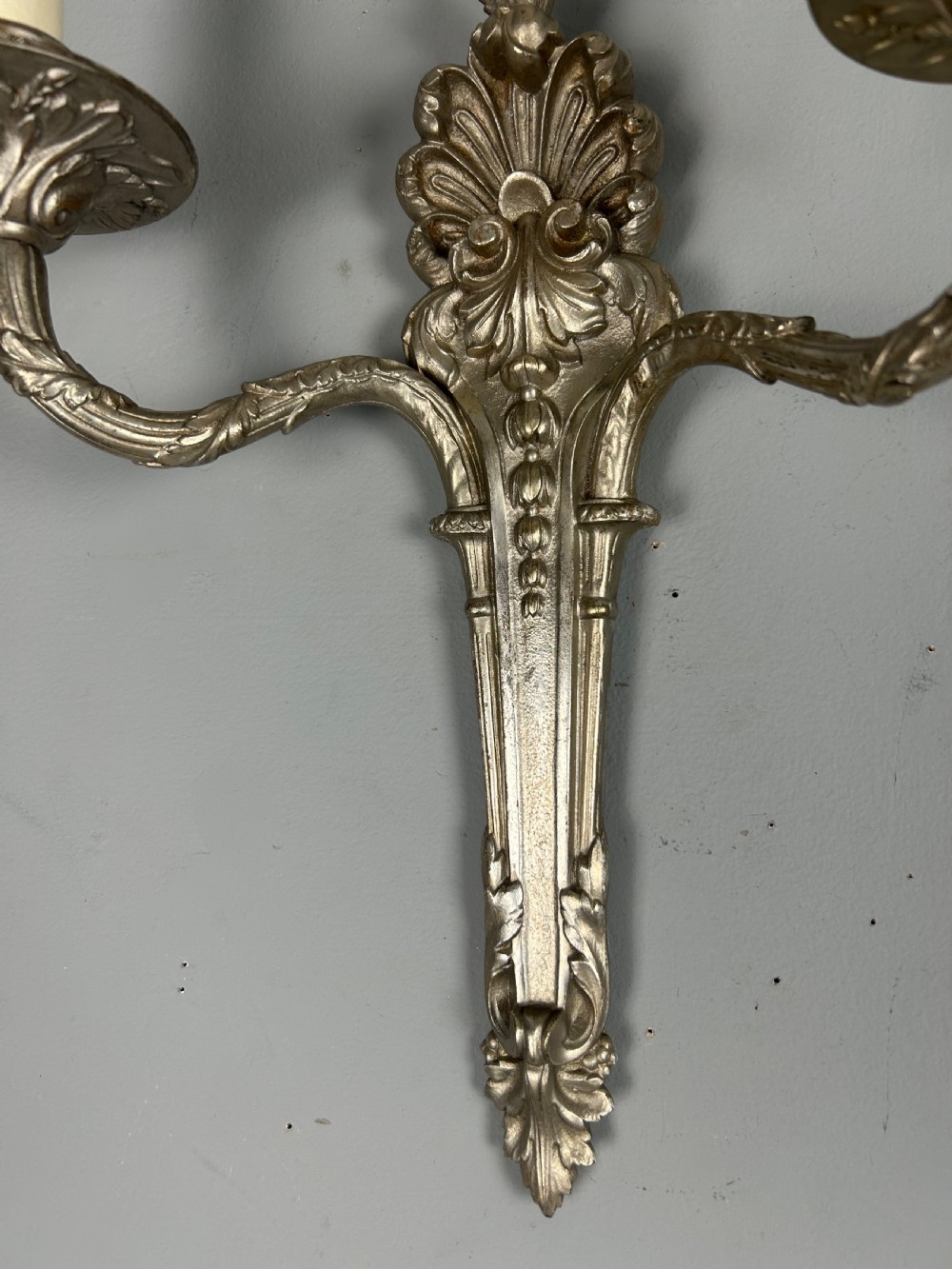 Pair Of French Silver Gilt Brass Antique Wall Lights View X