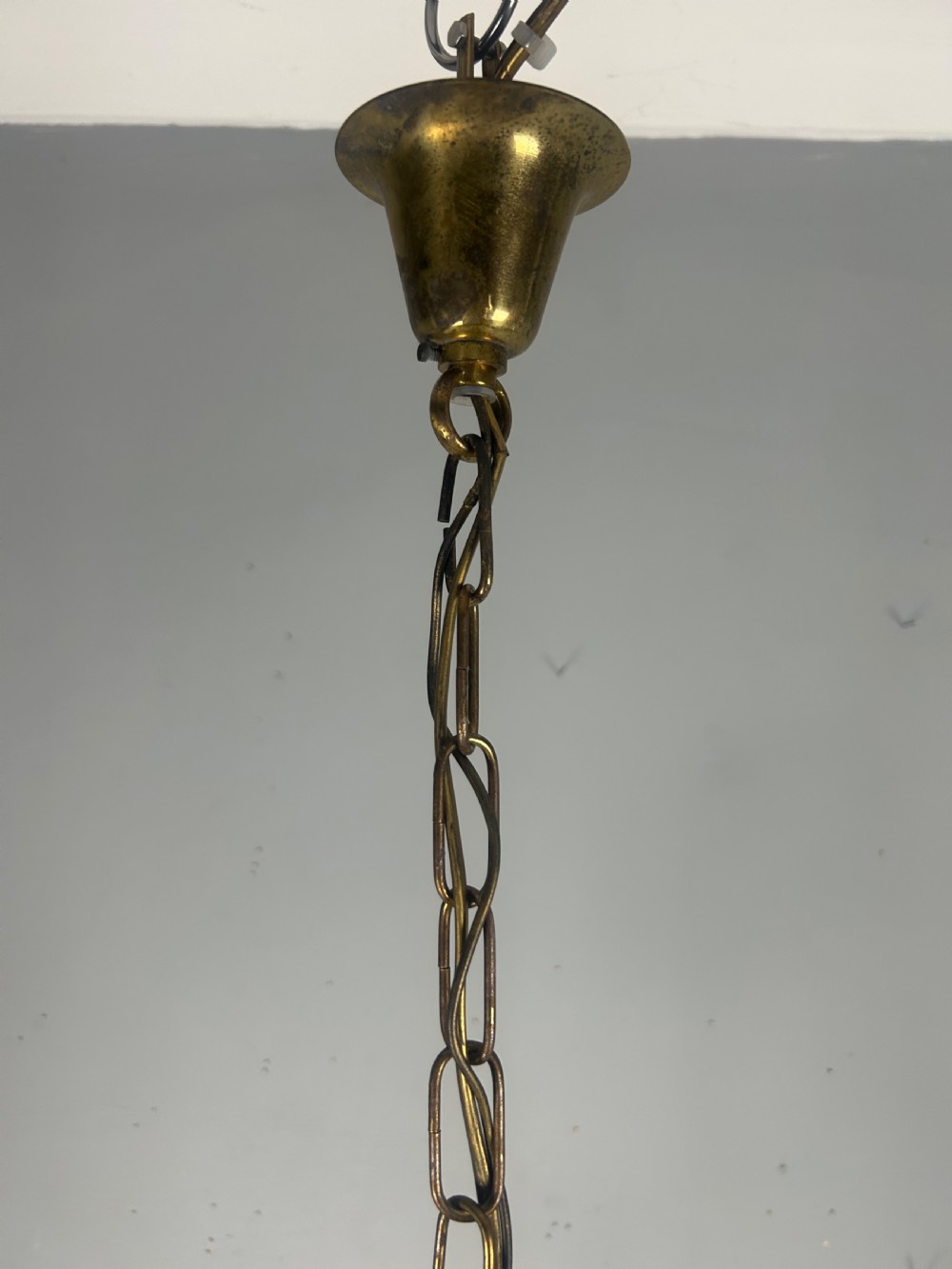 French Single Light Gilt Brass Crystal Antique Chandelier, Ceiling Light View VII