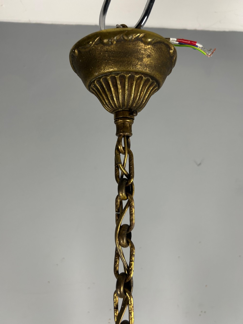 Small French Gilt Brass 4 Light Chandelier, Ceiling Light  View X