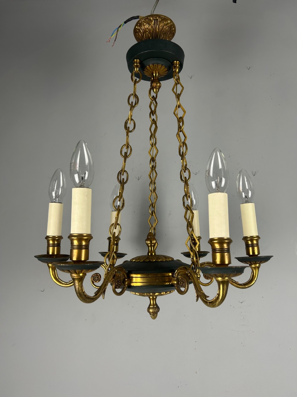 French 6 Arm Empire Antique Chandelier