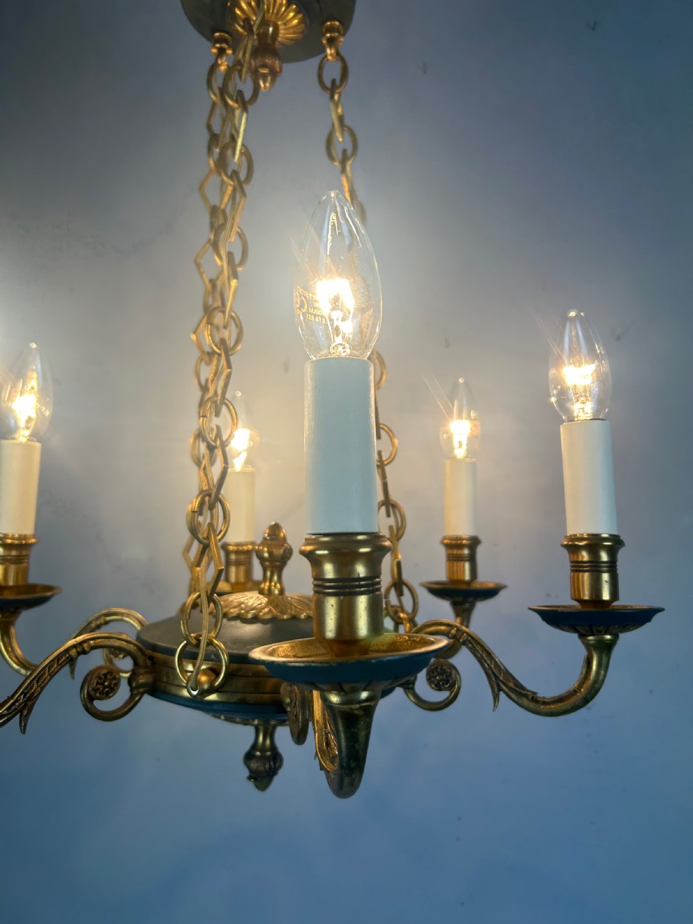 French 6 Arm Empire Antique Chandelier View IV