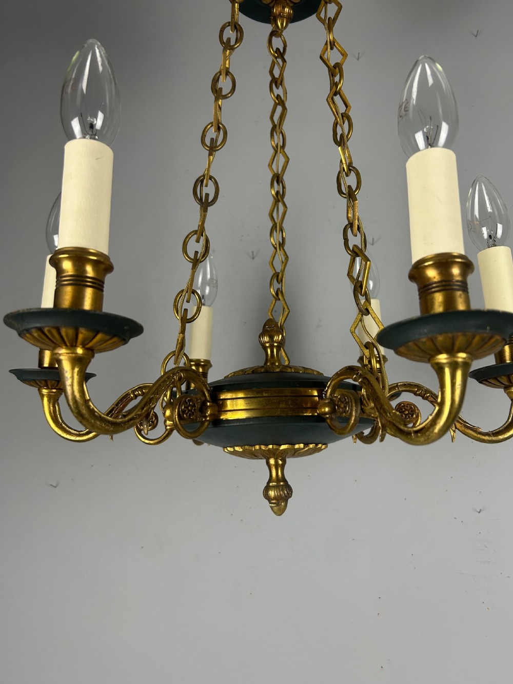 French 6 Arm Empire Antique Chandelier View VI