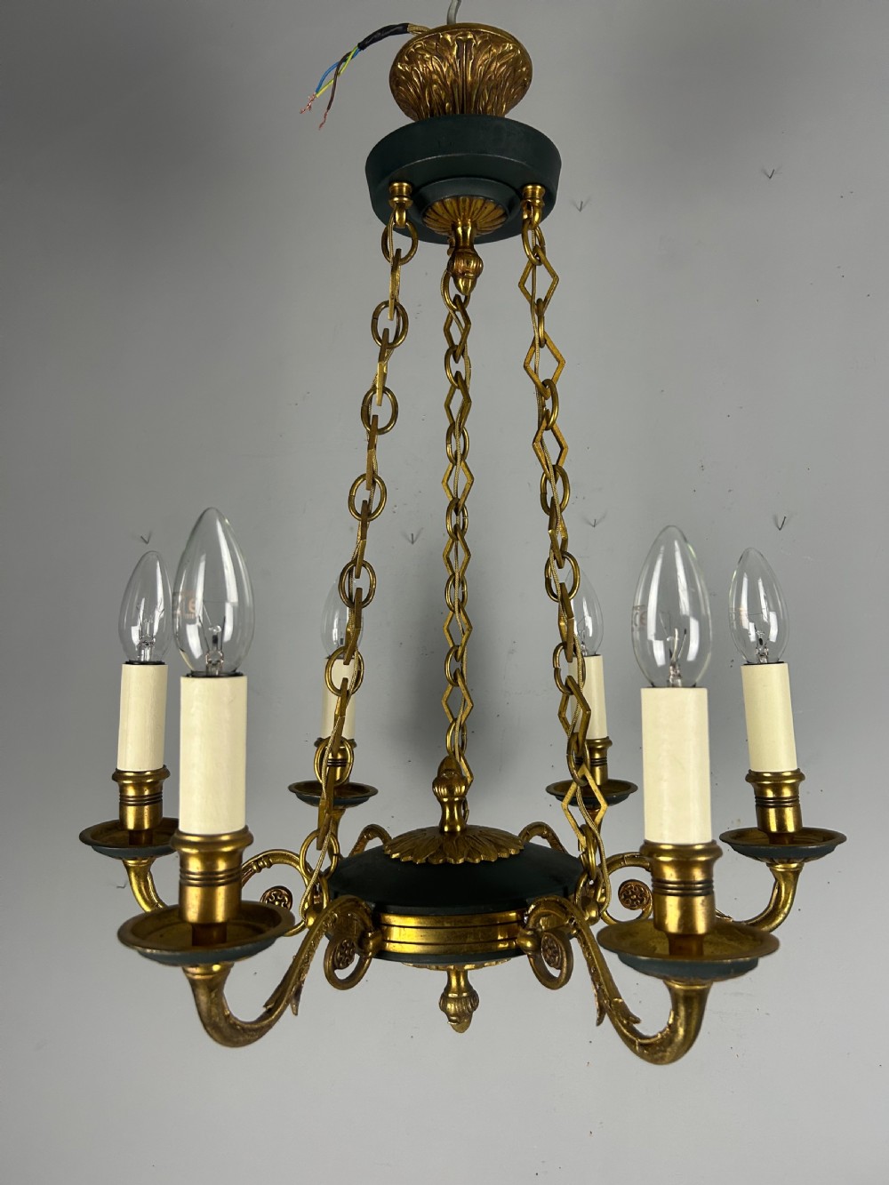 French 6 Arm Empire Antique Chandelier View VII