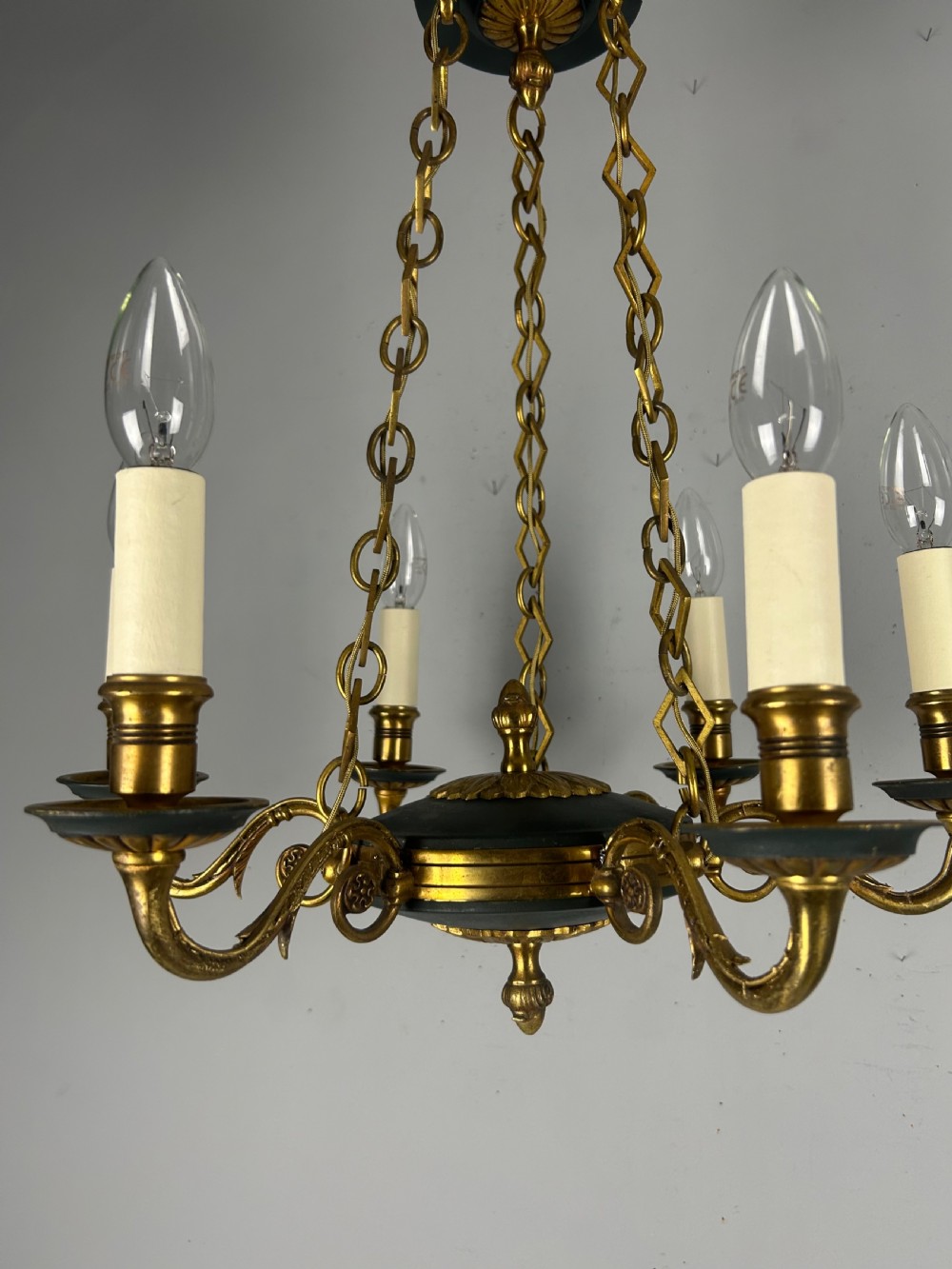 French 6 Arm Empire Antique Chandelier View IX