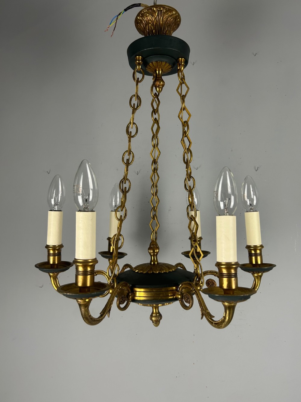 French 6 Arm Empire Antique Chandelier View X