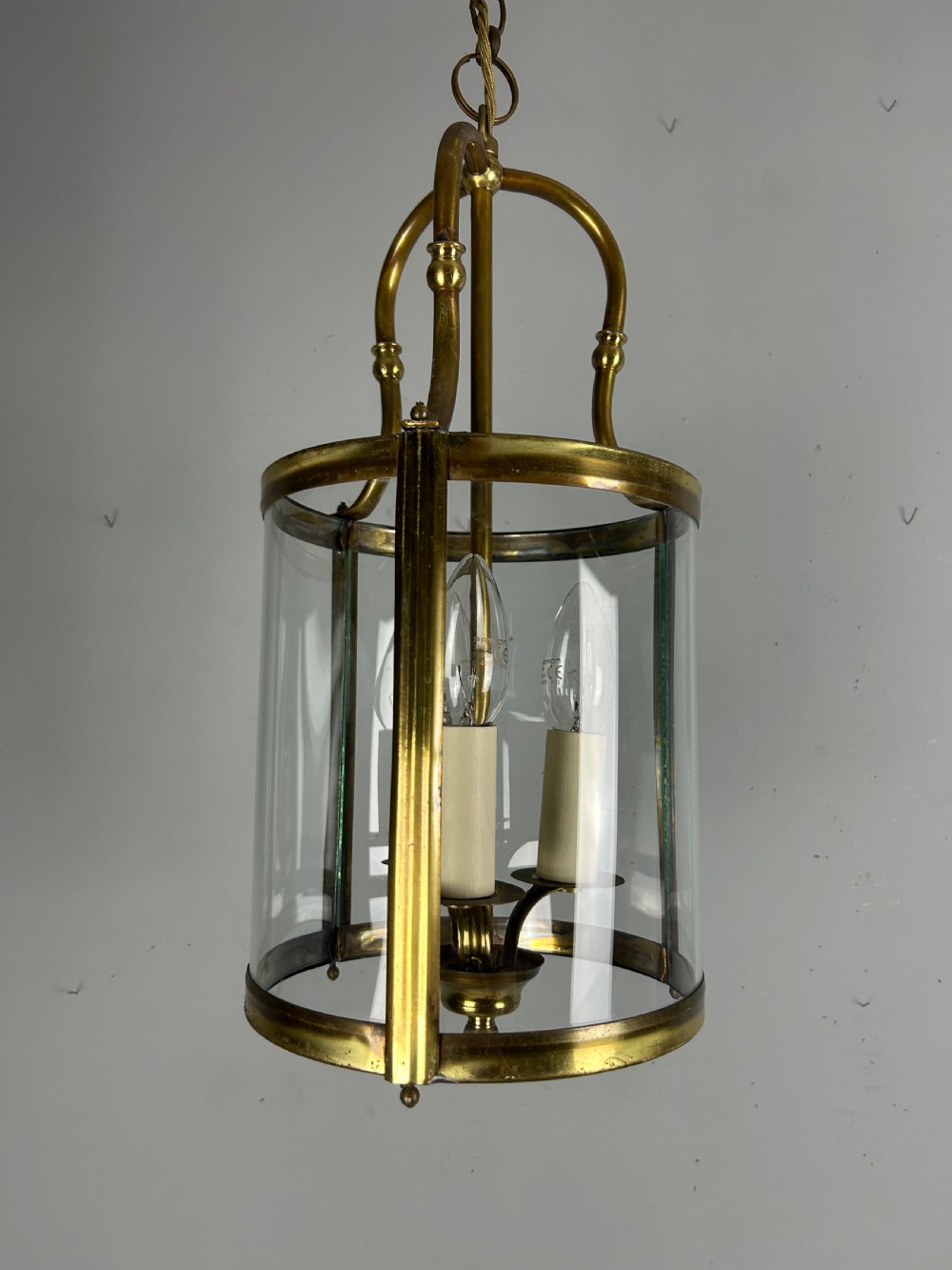 French Triple Light Brass Lantern, Rewired  View VII