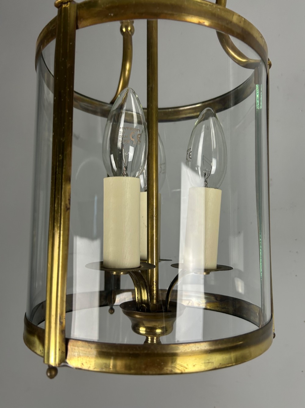 French Triple Light Brass Lantern, Rewired  View X