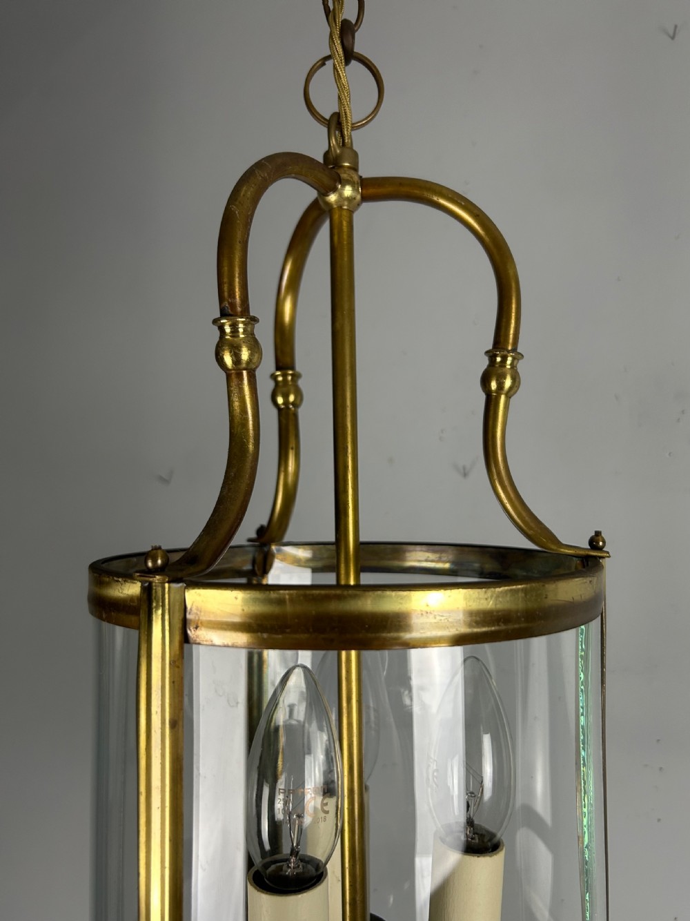 French Triple Light Brass Lantern, Rewired  View XI