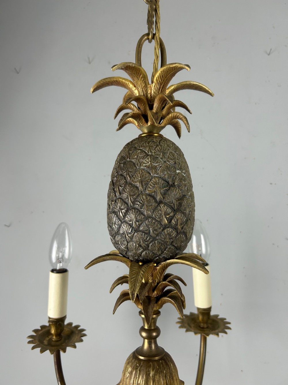 French Gilt Brass Pineapple 6 Light Hollywood Chandelier  View VIII