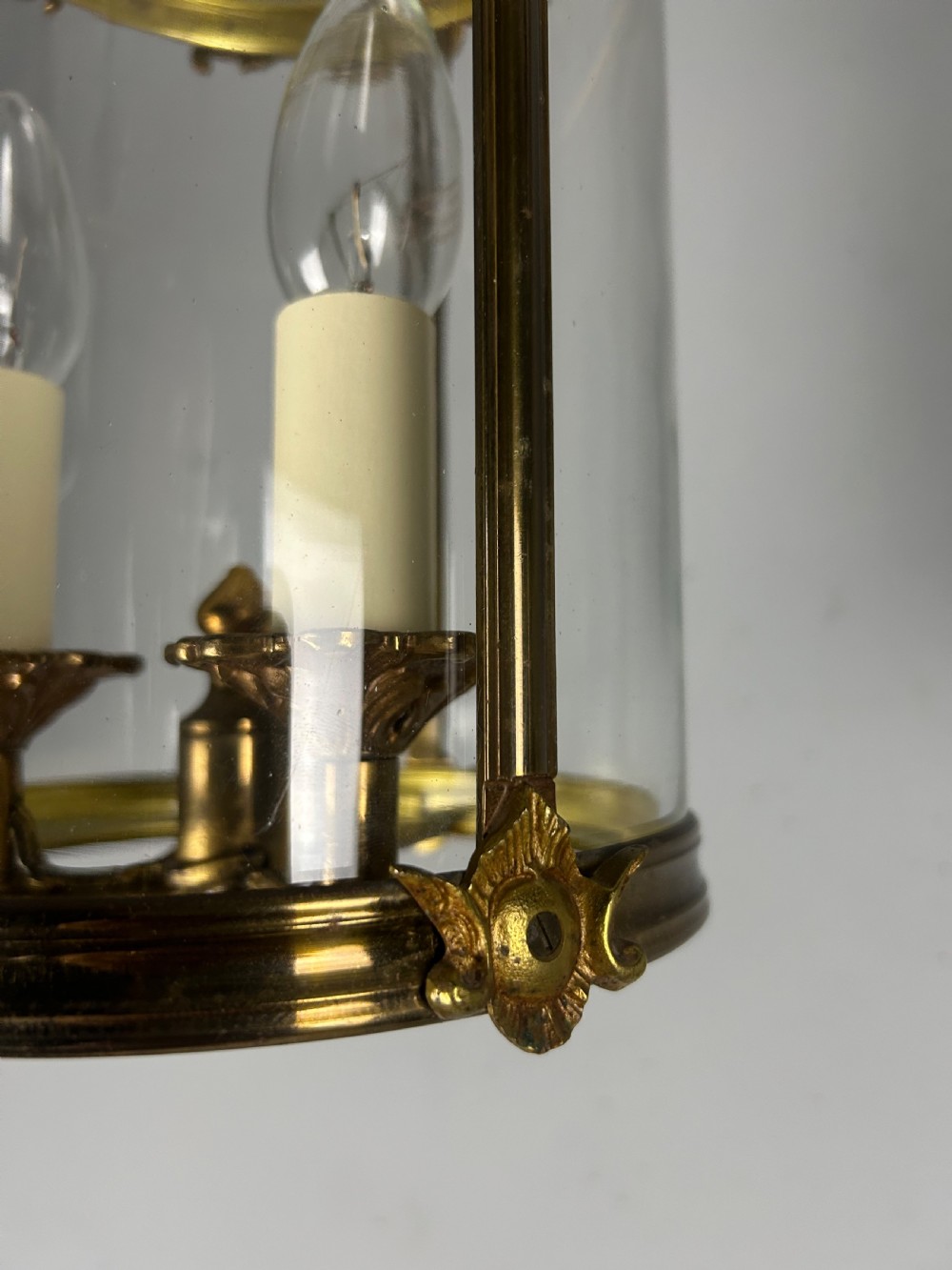 French Triple Light Brass Lantern, Rewired View VIII